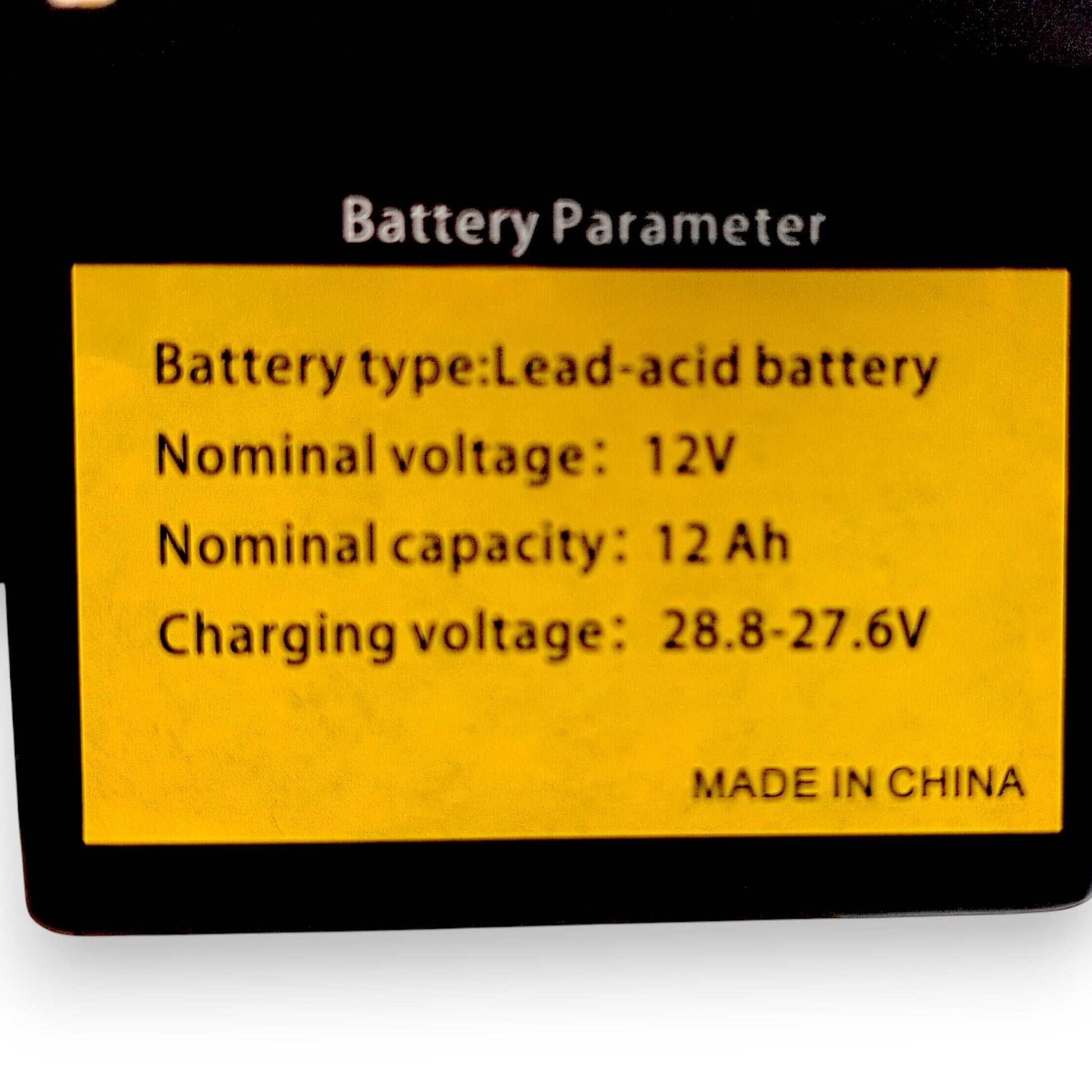 battery parameter label