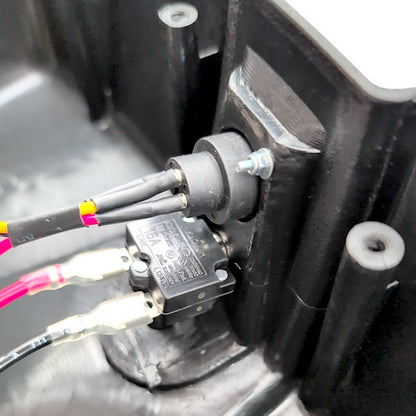 inside view of XLR port and circuit breaker