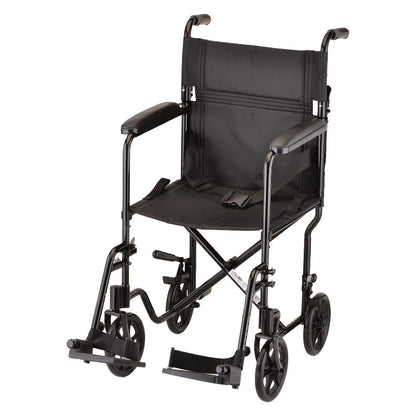 Lightweight Transport Chair - 19" with Swing Away Footrest Black 329BK