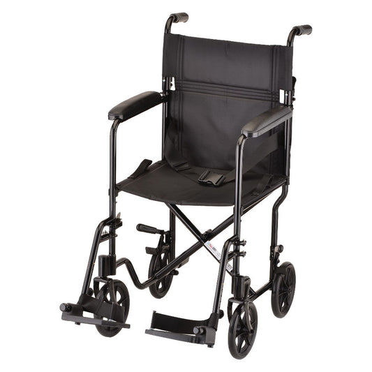 Nova Medical - Lightweight Transport Chair - 19" with Swing Away Footrest Black 329BK