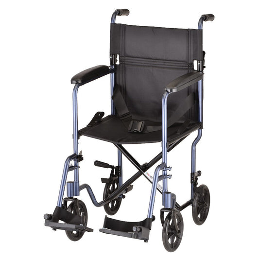 Nova Medical - Lightweight Transport Chair - 19" with Swing Away Footrest Blue 329B