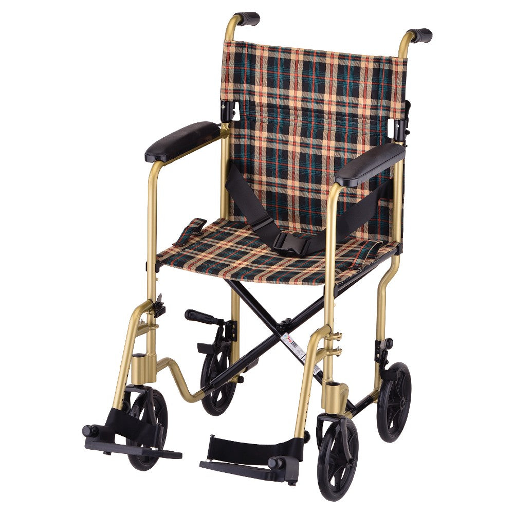 Nova Medical - Lightweight Transport Chair - 19" with Swing Away Footrest Champagne 329CP