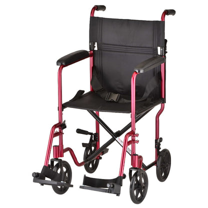 Lightweight Transport Chair - 19" with Swing Away Footrest Red 329R