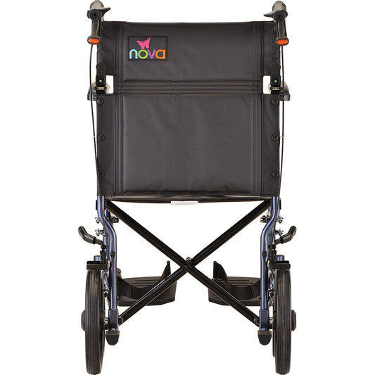 Nova Medical - Lightweight Transport Chair with Hand Brakes - 19" with Swing Away Footrests Blue 330B