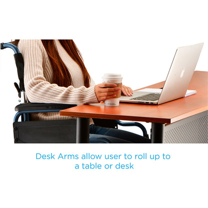 Nova Medical - Lightweight Transport Chair with Removable Desk Arms - 19" with Swing Away Footrests Blue 349B
