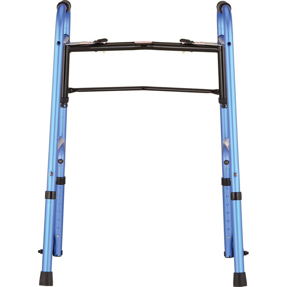 Two Button Folding Walker With 5" Wheels - Blue 4080BW5