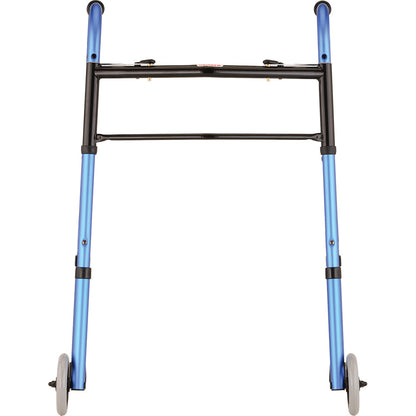 Two Button Folding Walker With 5" Wheels - Blue 4080BW5