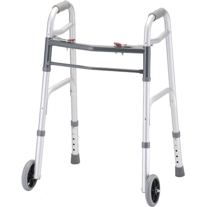 Petite Two Button Folding Walker With 5" Wheels 4090PW5