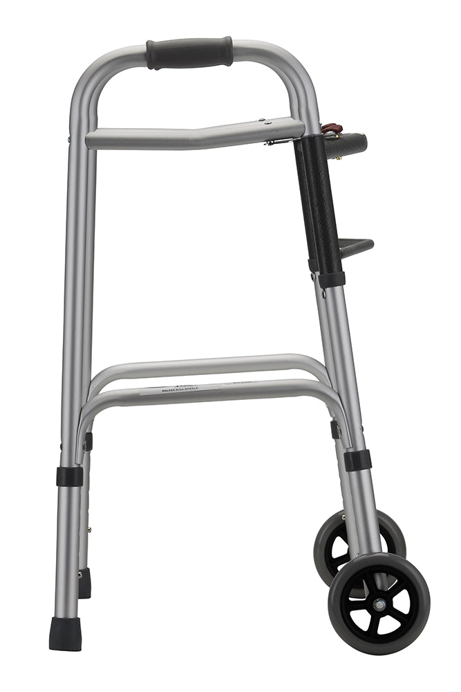 Two Button Small Folding Walker With 5" Wheels 4090YW5