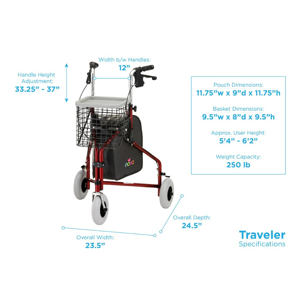 Nova Traveler 3 Wheel Rolling Walker 4900