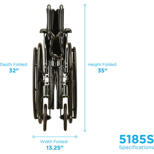 Nova Medical - Hammertone Wheelchair - 18" With Detachable Desk Arms & Swing Away Footrest 5185S