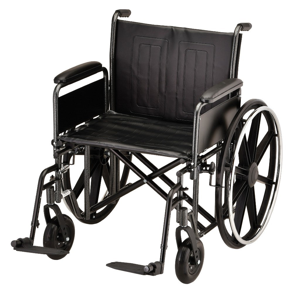 Nova Medical - Hammertone Wheelchair - 24" With Detachable Full Arms & Swing Away Footrest 5241S