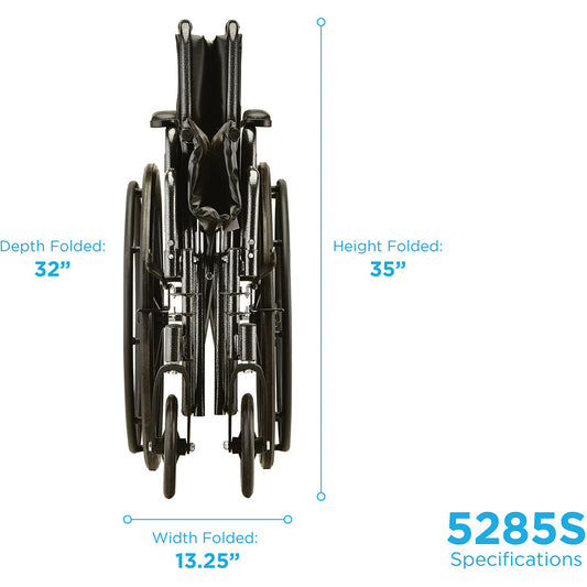 Nova Medical - Hammertone Wheelchair - 20" With Detachable Desk Arms & Swing Away Footrest 5285S