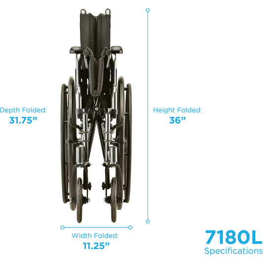 Nova Medical - Hammertone Wheelchair - 18" Lightweight With Flip Back Detachable Arms & Swing Away Footrest 7180L