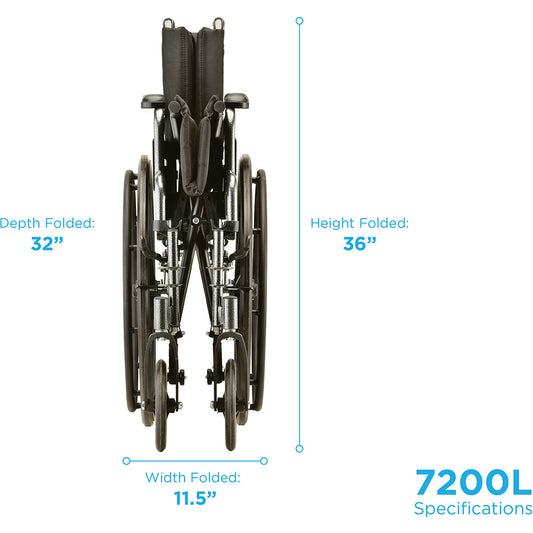 Nova Medical - Hammertone Wheelchair - 20" Lightweight With Flip Back Detachable Arms & Swing Away Footrest 7200L