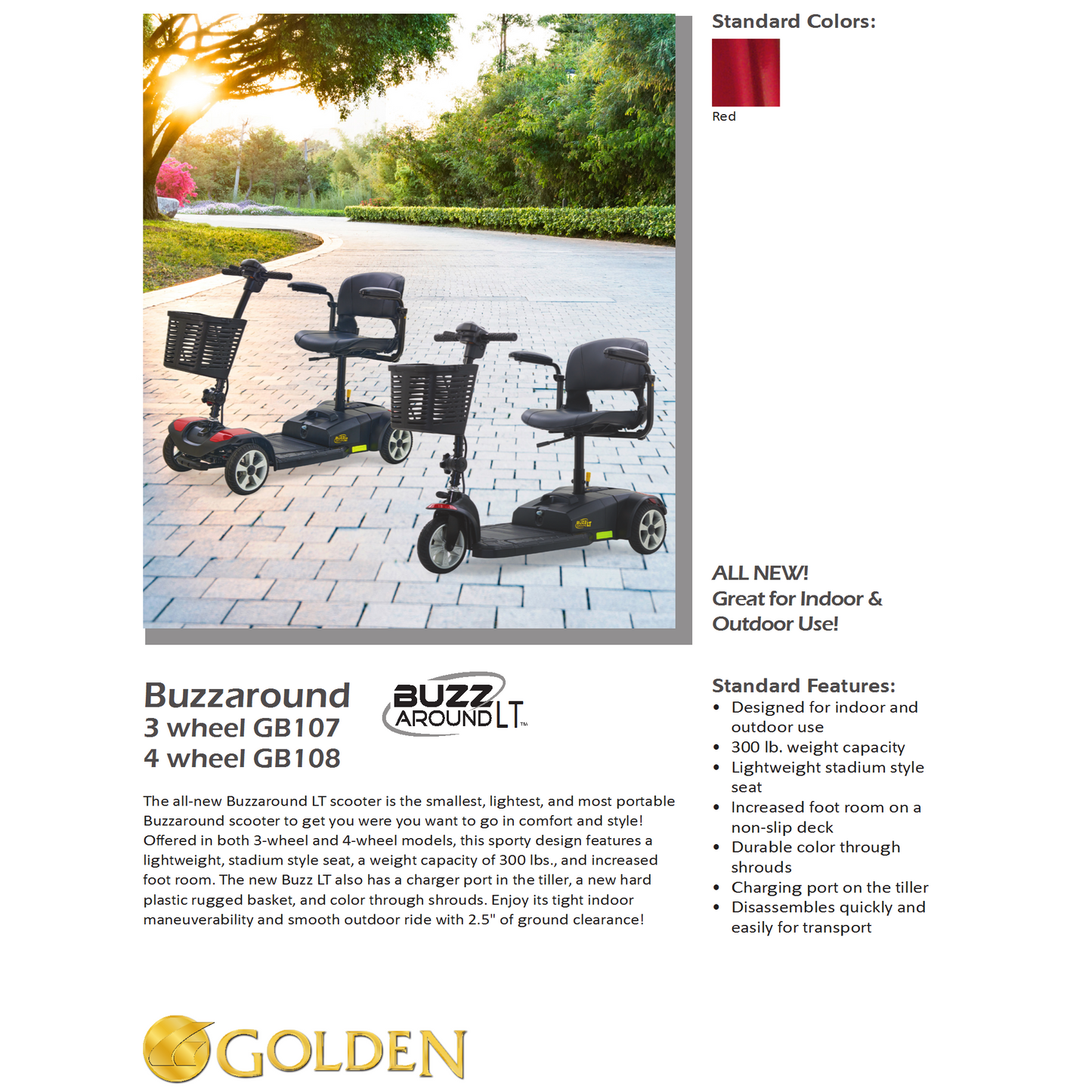 Golden Technologies - Buzzaround LT 4-Wheel Scooter - GB108A