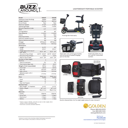 Golden Technologies - Buzzaround LT 4-Wheel Scooter - GB108A