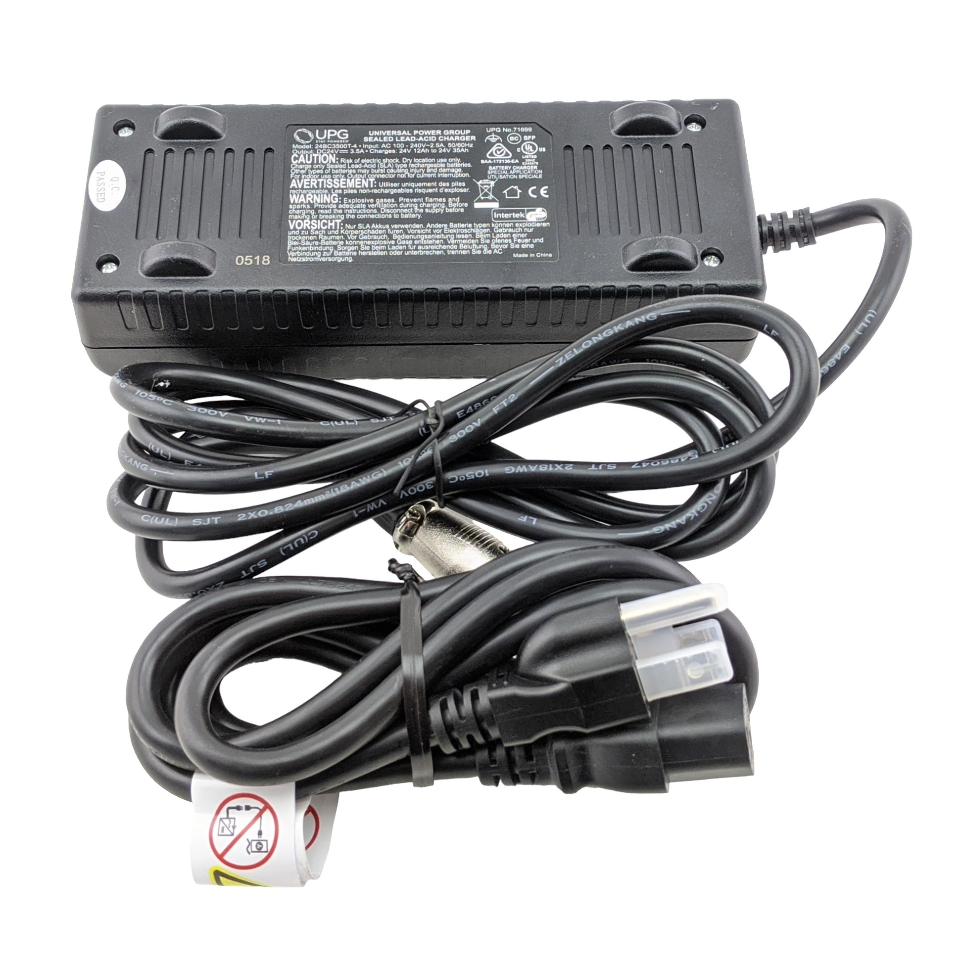 Bottom view with both cables