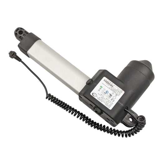 side of motor with product label and 2-pin cable